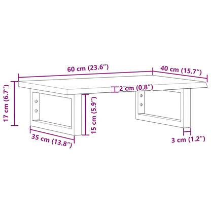 Badeværelseshylde Stål Og Massivt Egetræ Brun Og Sort