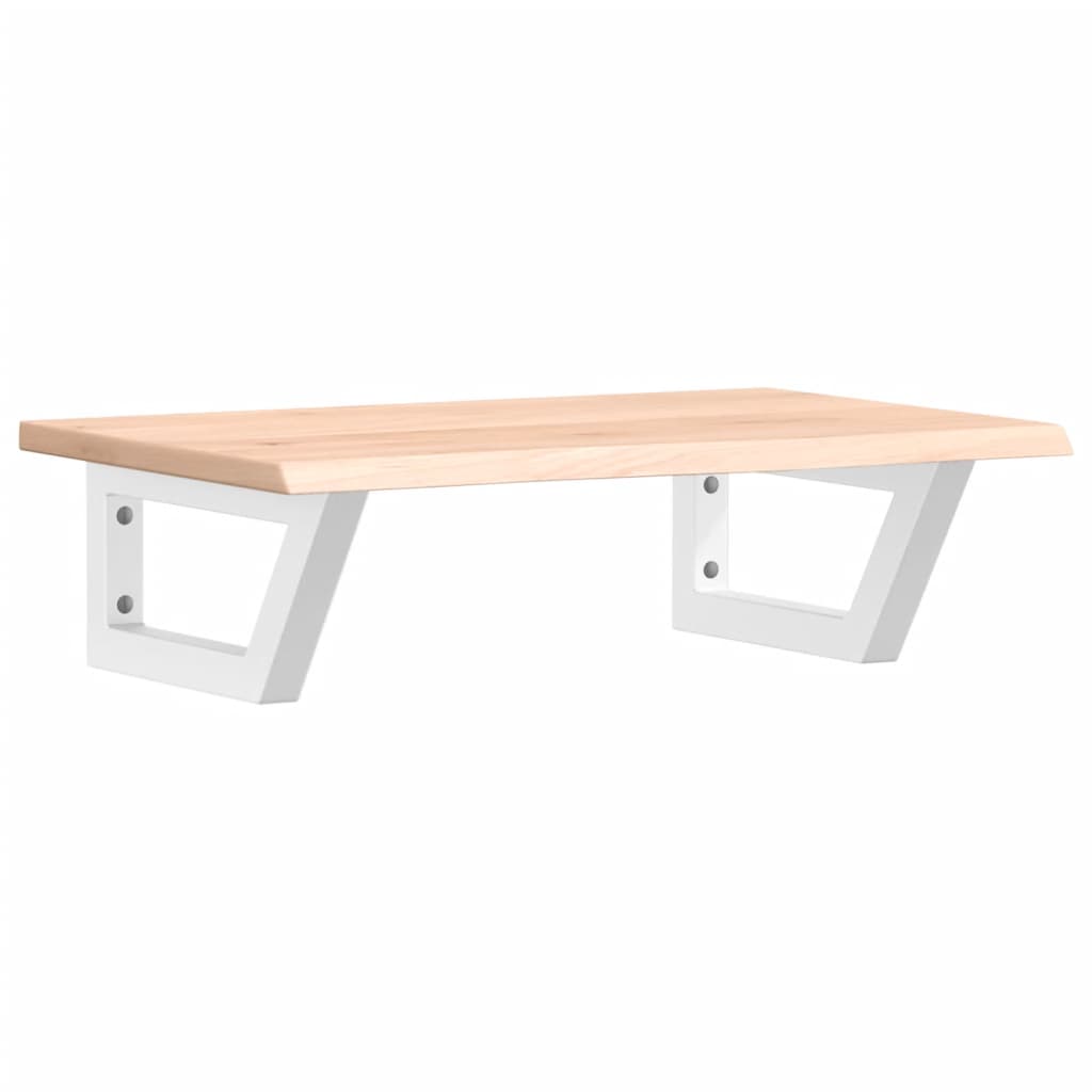 Badeværelseshylde Stål Og Massivt Egetræ Brun Og Hvid