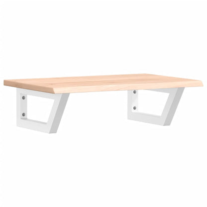 Badeværelseshylde Stål Og Massivt Egetræ Brun Og Hvid