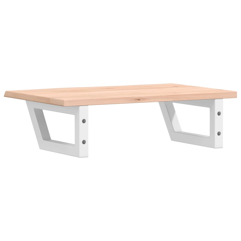 Badeværelseshylde Stål Og Massivt Egetræ Brun Og Hvid