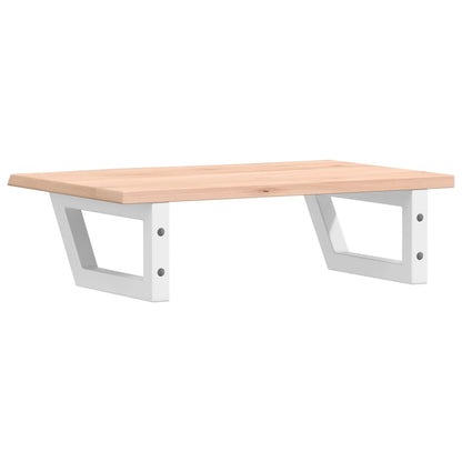 Badeværelseshylde Stål Og Massivt Egetræ Brun Og Hvid