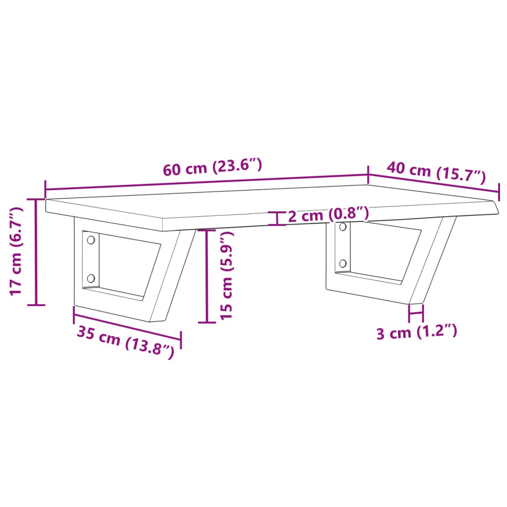 Badeværelseshylde Stål Og Massivt Egetræ Brun Og Hvid