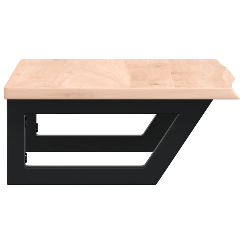 Badeværelseshylde Stål Og Massivt Egetræ Brun Og Sort