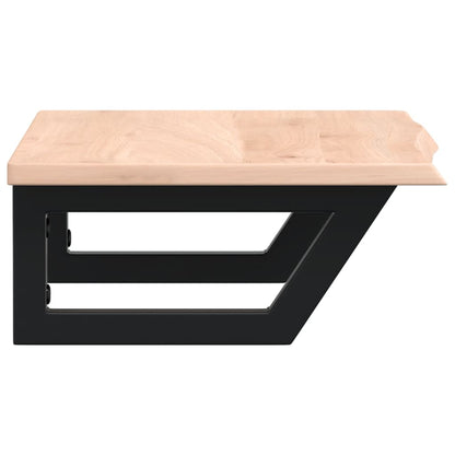 Badeværelseshylde Stål Og Massivt Egetræ Brun Og Sort