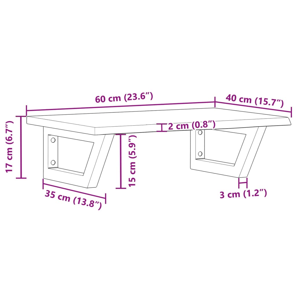Badeværelseshylde Stål Og Massivt Egetræ Brun Og Sort