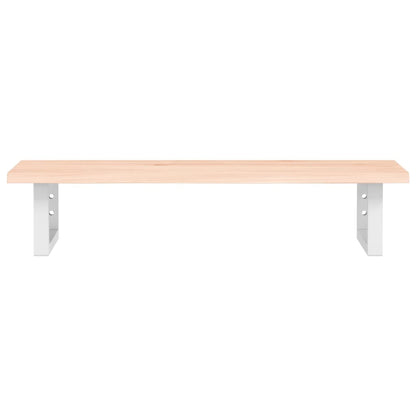 Badeværelseshylde Stål Og Massivt Egetræ Brun Og Hvid