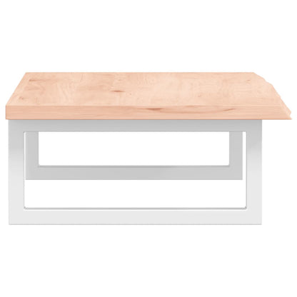 Badeværelseshylde Stål Og Massivt Egetræ Brun Og Hvid