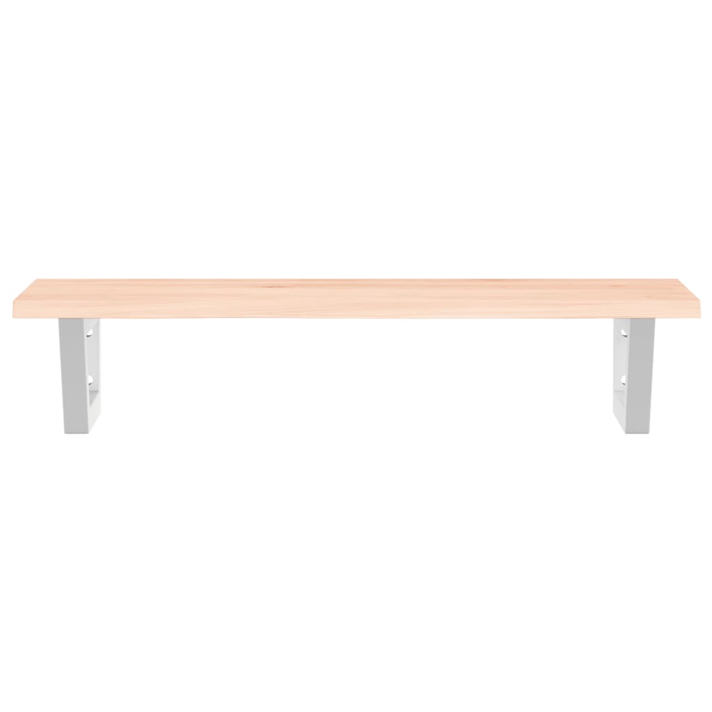 Badeværelseshylde Stål Og Massivt Egetræ Brun Og Hvid