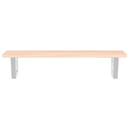 Badeværelseshylde Stål Og Massivt Egetræ Brun Og Hvid