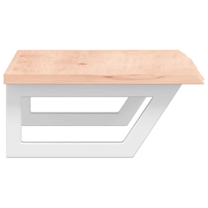 Badeværelseshylde Stål Og Massivt Egetræ Brun Og Hvid