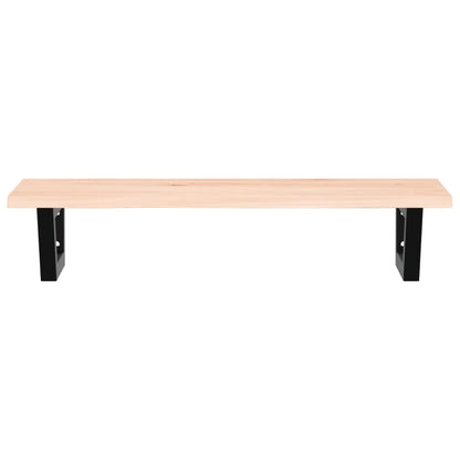 Badeværelseshylde Stål Og Massivt Egetræ Brun Og Sort