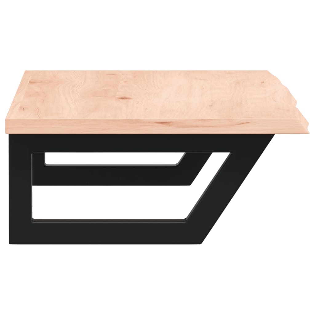 Badeværelseshylde Stål Og Massivt Egetræ Brun Og Sort