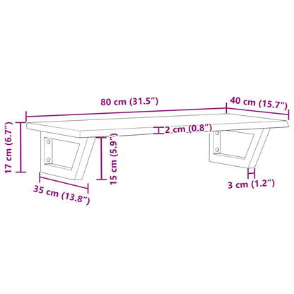 Badeværelseshylde Stål Og Massivt Egetræ Brun Og Sort
