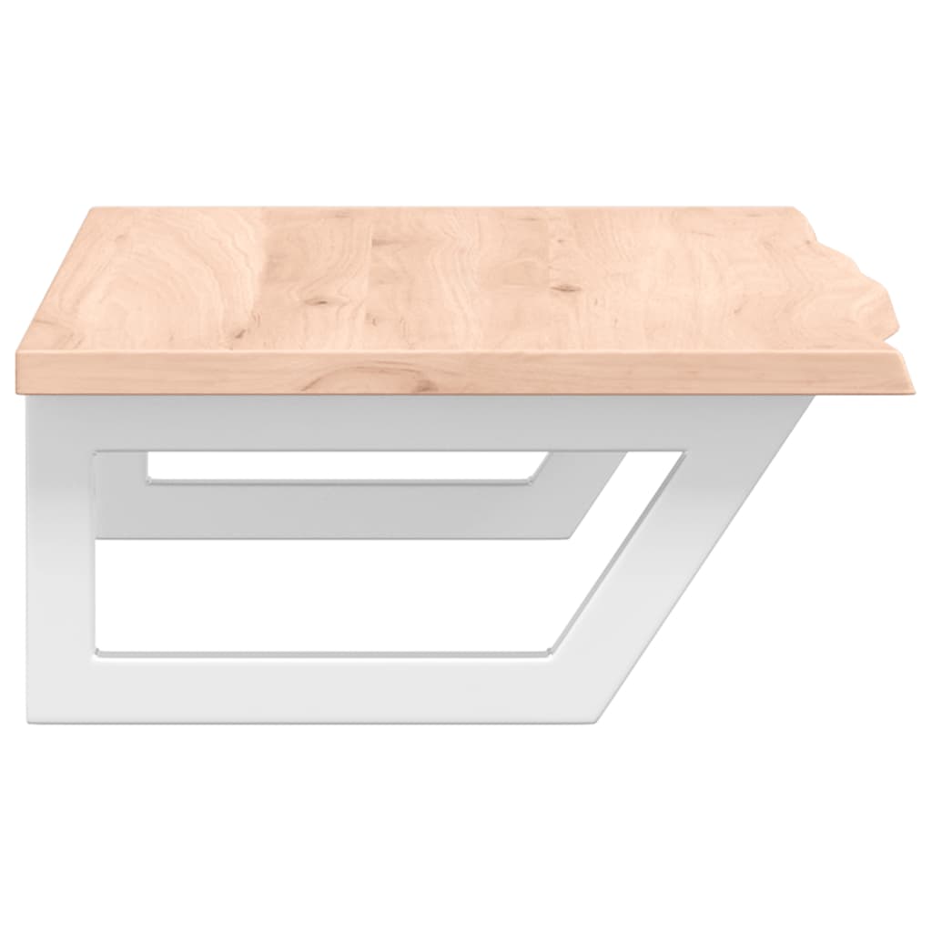 Badeværelseshylde Stål Og Massivt Egetræ Brun Og Hvid