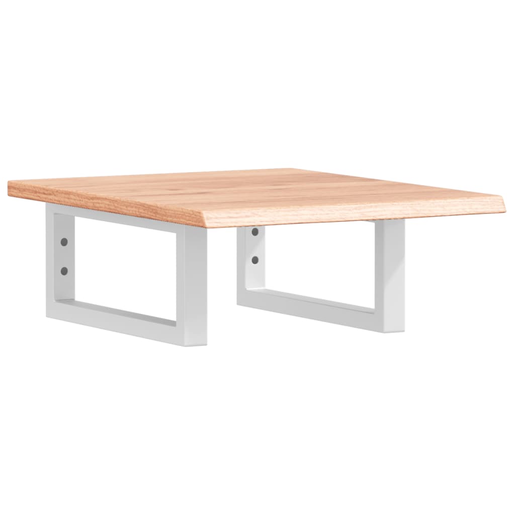 Badeværelseshylde Stål Og Massivt Egetræ Lysebrun Og Hvid