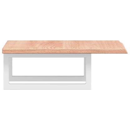 Badeværelseshylde Stål Og Massivt Egetræ Lysebrun Og Hvid