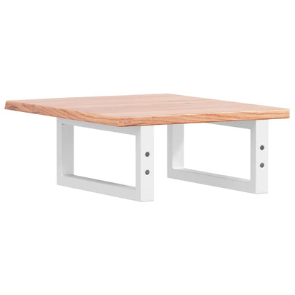 Badeværelseshylde Stål Og Massivt Egetræ Lysebrun Og Hvid