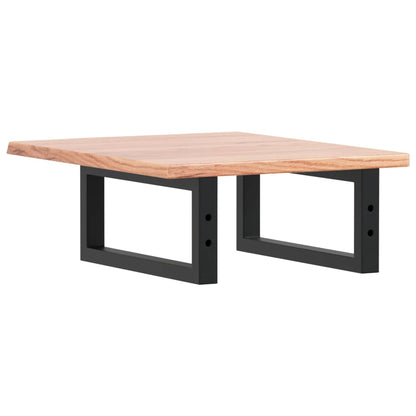 Badeværelseshylde Stål Og Massivt Egetræ Lysebrun Og Sort