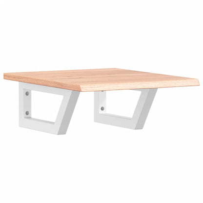 Badeværelseshylde Stål Og Massivt Egetræ Lysebrun Og Hvid