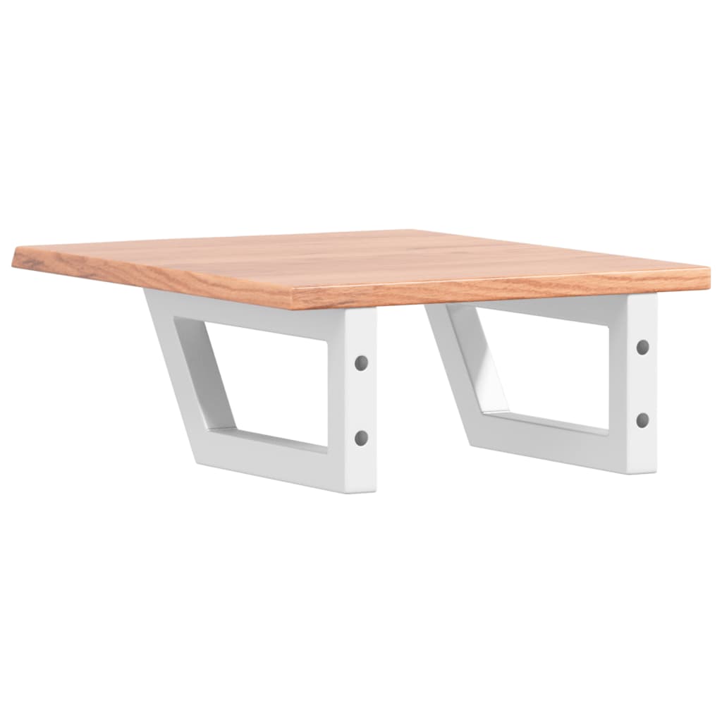 Badeværelseshylde Stål Og Massivt Egetræ Lysebrun Og Hvid