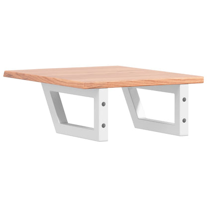 Badeværelseshylde Stål Og Massivt Egetræ Lysebrun Og Hvid