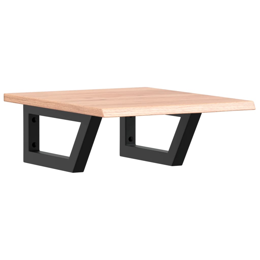 Badeværelseshylde Stål Og Massivt Egetræ Lysebrun Og Sort