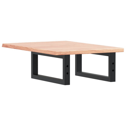 Badeværelseshylde Stål Og Massivt Egetræ Lysebrun Og Sort