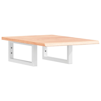 Badeværelseshylde Stål Og Massivt Egetræ Lysebrun Og Hvid