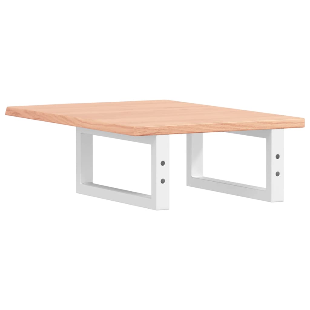 Badeværelseshylde Stål Og Massivt Egetræ Lysebrun Og Hvid