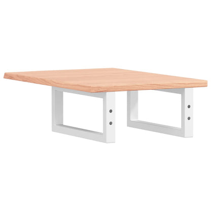 Badeværelseshylde Stål Og Massivt Egetræ Lysebrun Og Hvid