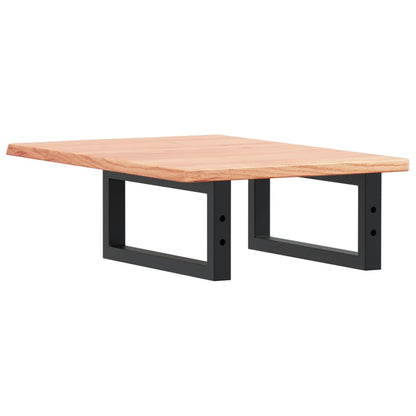 Badeværelseshylde Stål Og Massivt Egetræ Lysebrun Og Sort