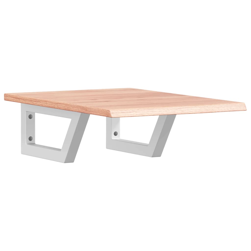 Badeværelseshylde Stål Og Massivt Egetræ Lysebrun Og Hvid