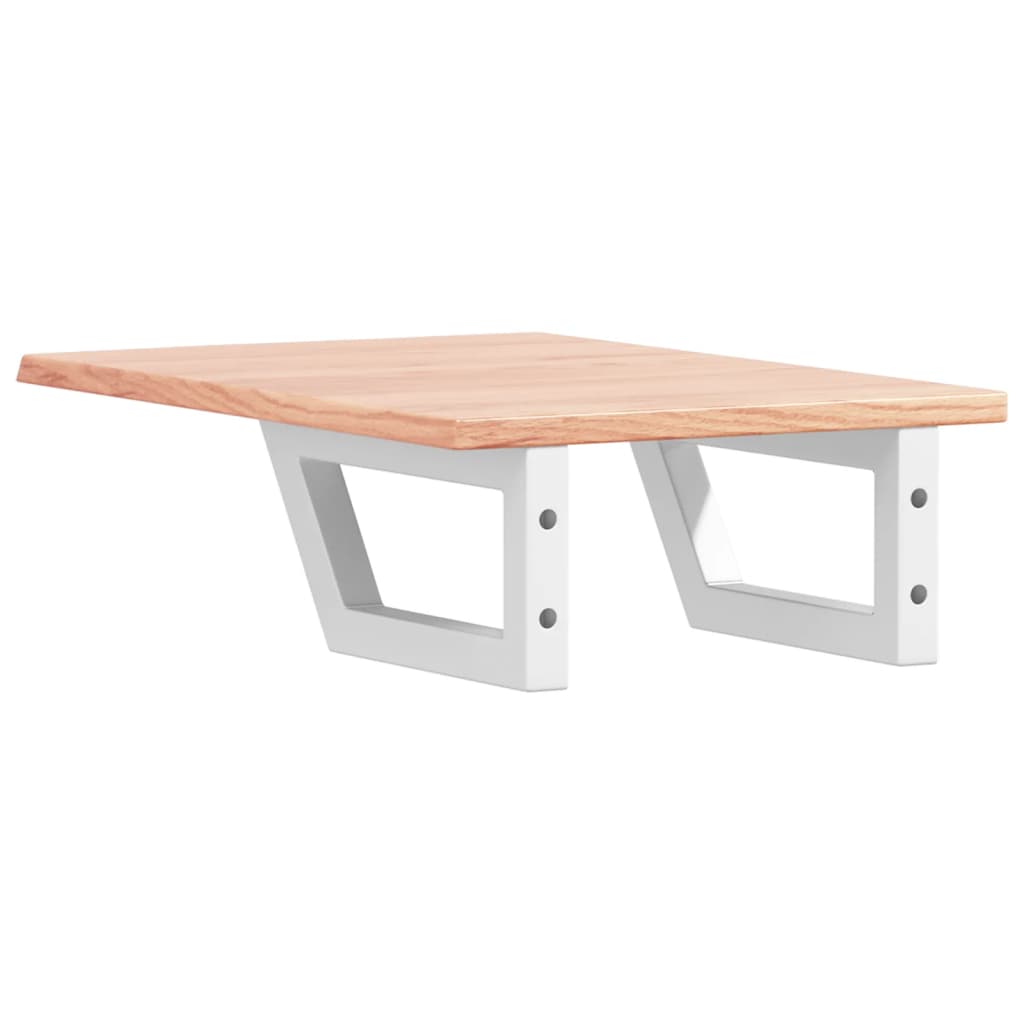 Badeværelseshylde Stål Og Massivt Egetræ Lysebrun Og Hvid