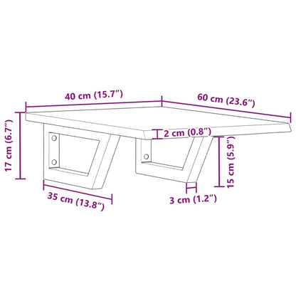 Badeværelseshylde Stål Og Massivt Egetræ Lysebrun Og Hvid