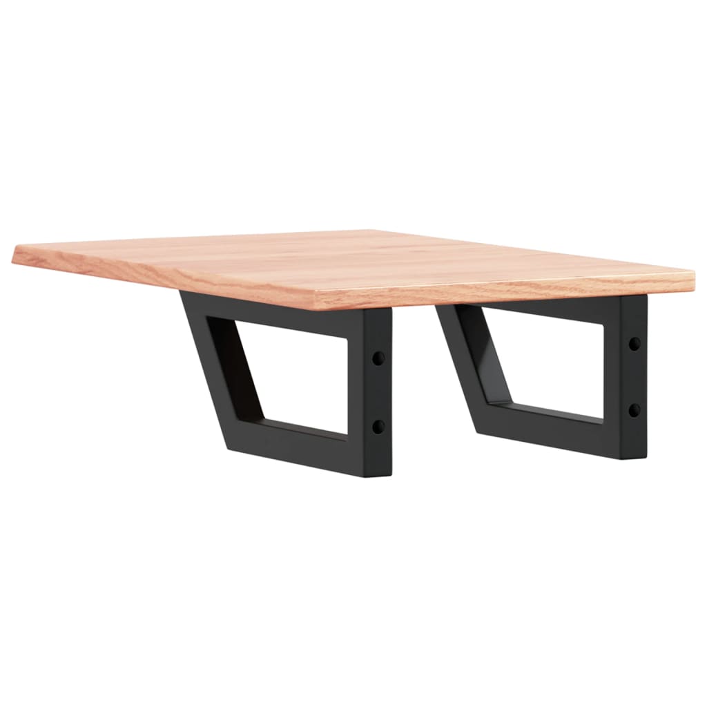 Badeværelseshylde Stål Og Massivt Egetræ Lysebrun Og Sort