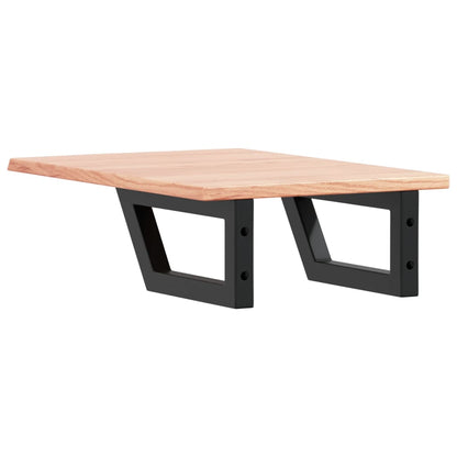 Badeværelseshylde Stål Og Massivt Egetræ Lysebrun Og Sort