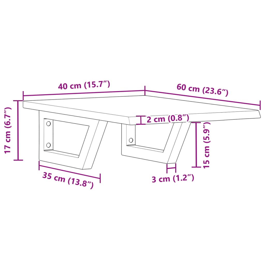 Badeværelseshylde Stål Og Massivt Egetræ Lysebrun Og Sort