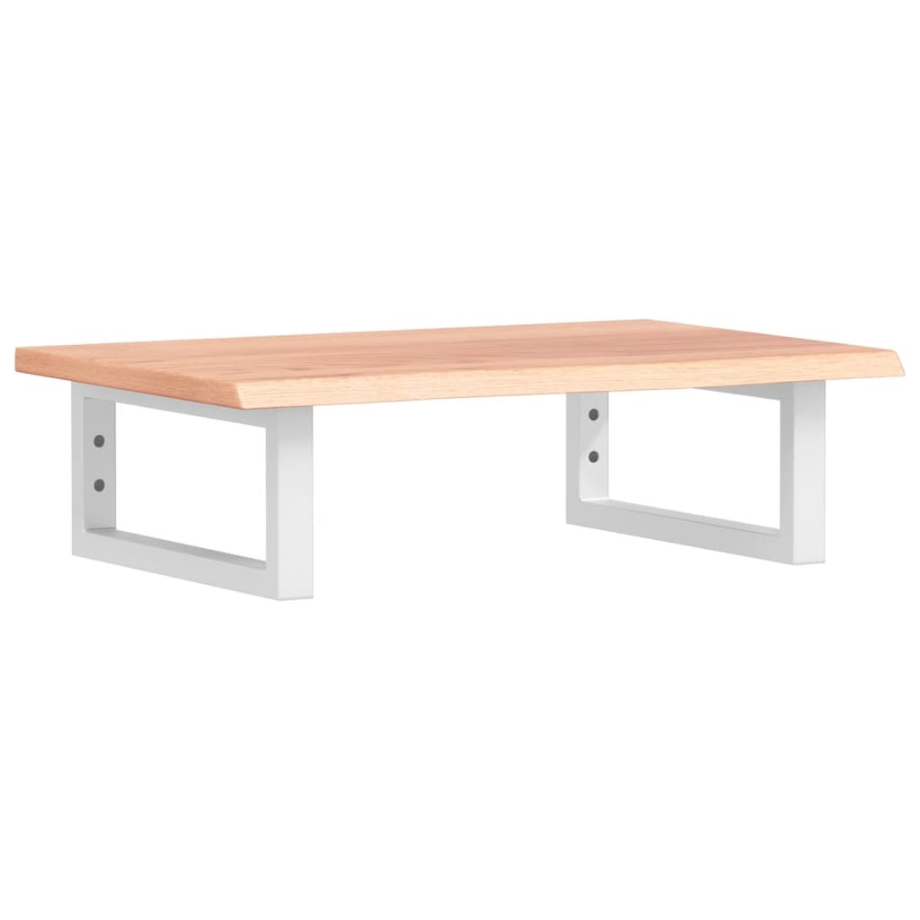 Badeværelseshylde Stål Og Massivt Egetræ Lysebrun Og Hvid