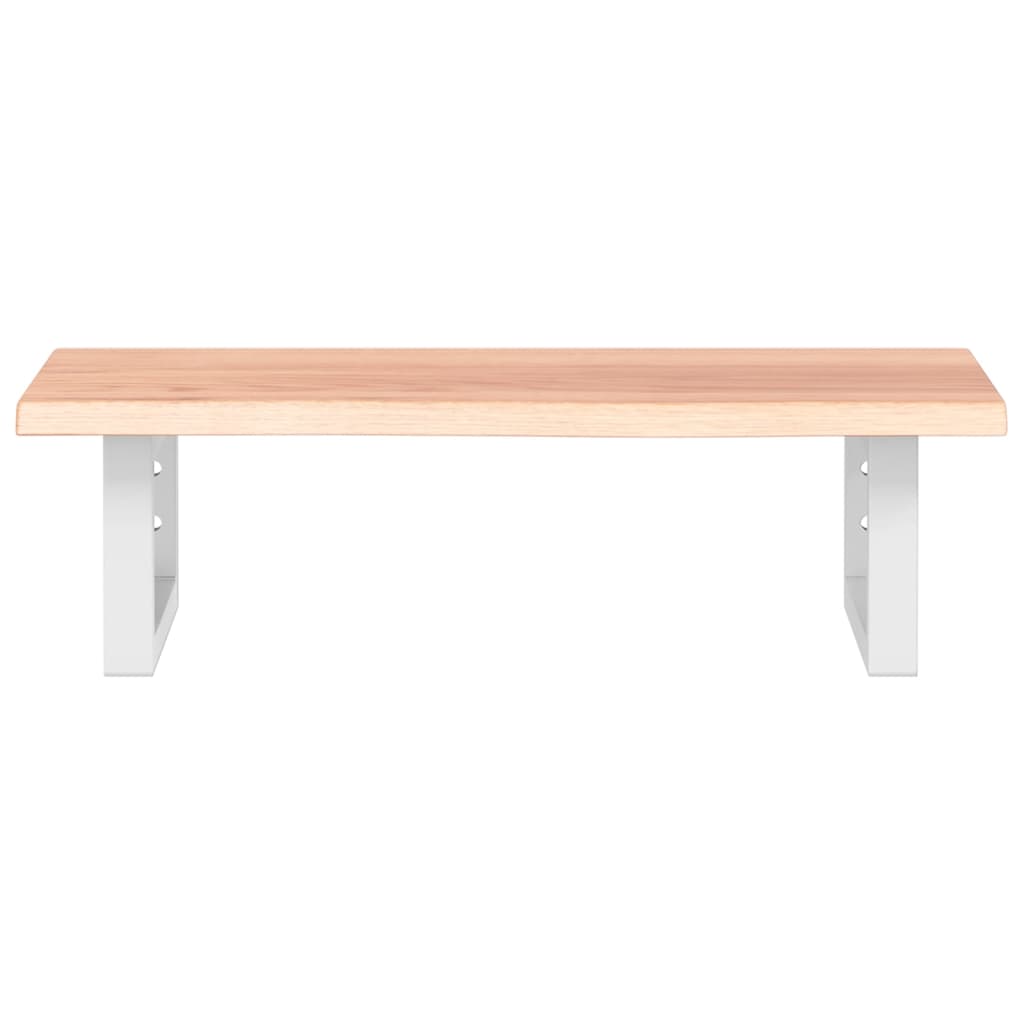 Badeværelseshylde Stål Og Massivt Egetræ Lysebrun Og Hvid