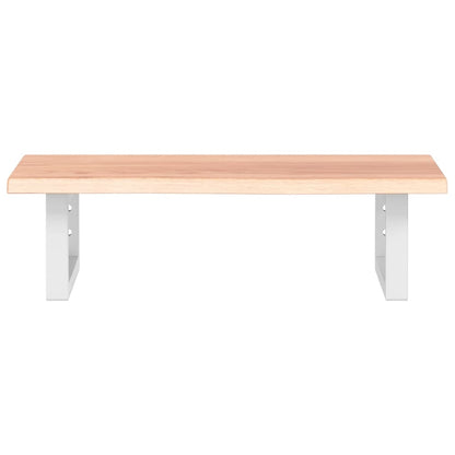 Badeværelseshylde Stål Og Massivt Egetræ Lysebrun Og Hvid