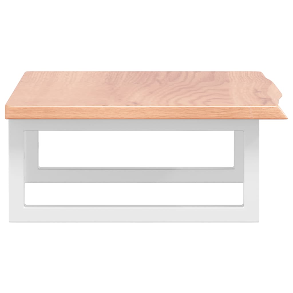 Badeværelseshylde Stål Og Massivt Egetræ Lysebrun Og Hvid