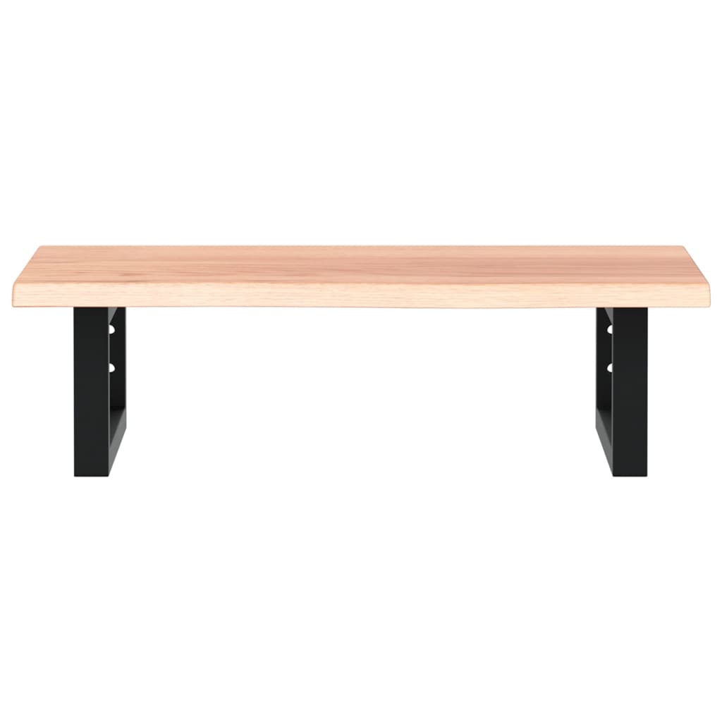 Badeværelseshylde Stål Og Massivt Egetræ Lysebrun Og Sort