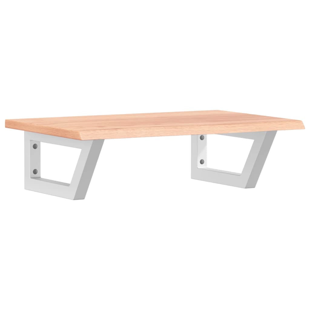 Badeværelseshylde Stål Og Massivt Egetræ Lysebrun Og Hvid