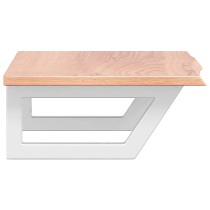 Badeværelseshylde Stål Og Massivt Egetræ Lysebrun Og Hvid