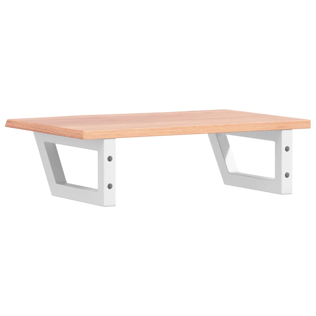 Badeværelseshylde Stål Og Massivt Egetræ Lysebrun Og Hvid