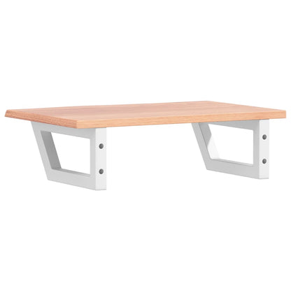 Badeværelseshylde Stål Og Massivt Egetræ Lysebrun Og Hvid