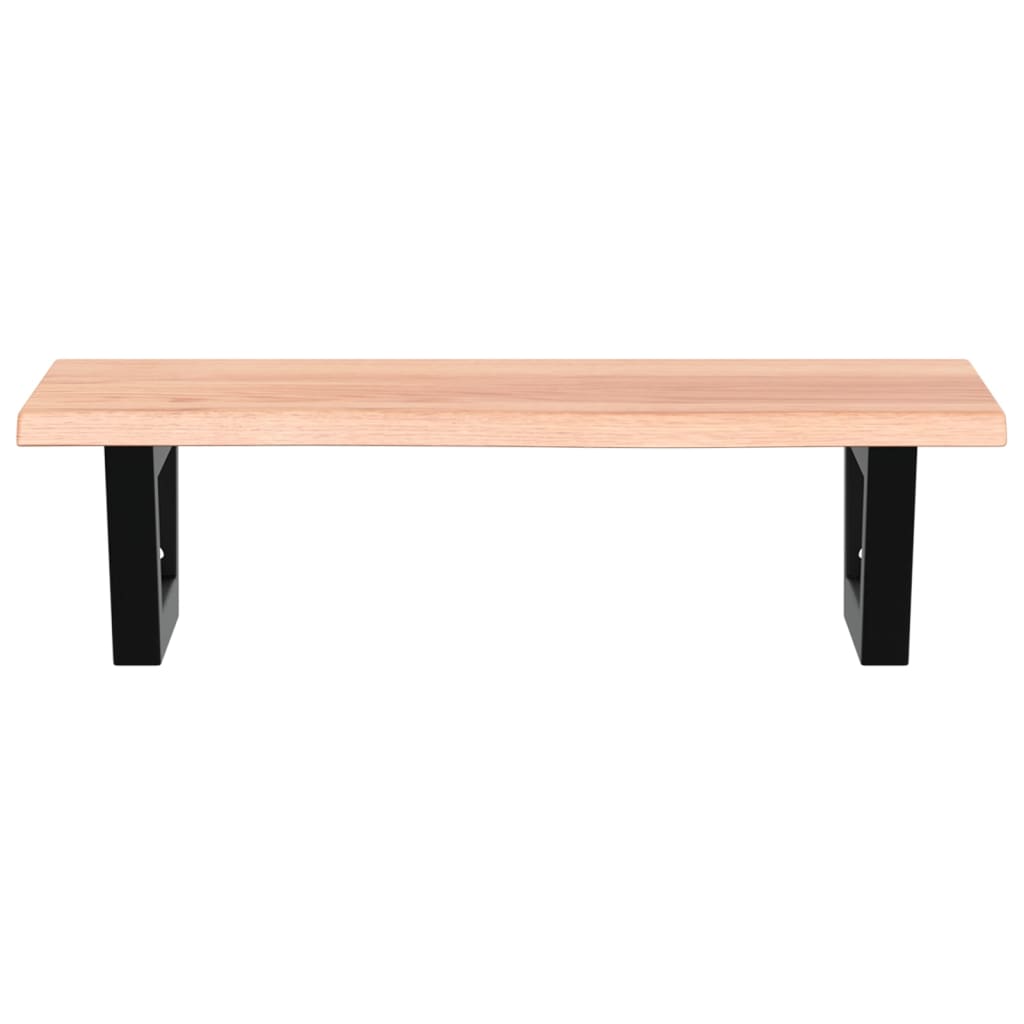 Badeværelseshylde Stål Og Massivt Egetræ Lysebrun Og Sort