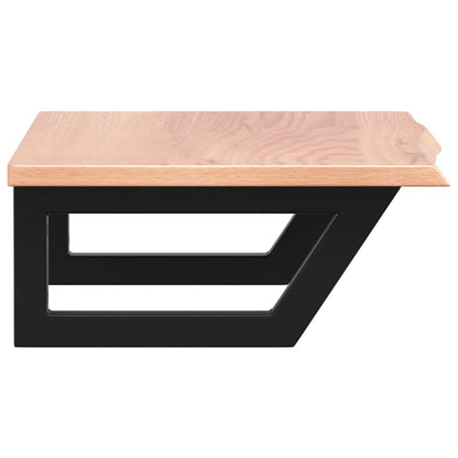 Badeværelseshylde Stål Og Massivt Egetræ Lysebrun Og Sort