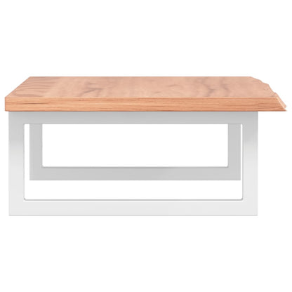 Badeværelseshylde Stål Og Massivt Egetræ Lysebrun Og Hvid