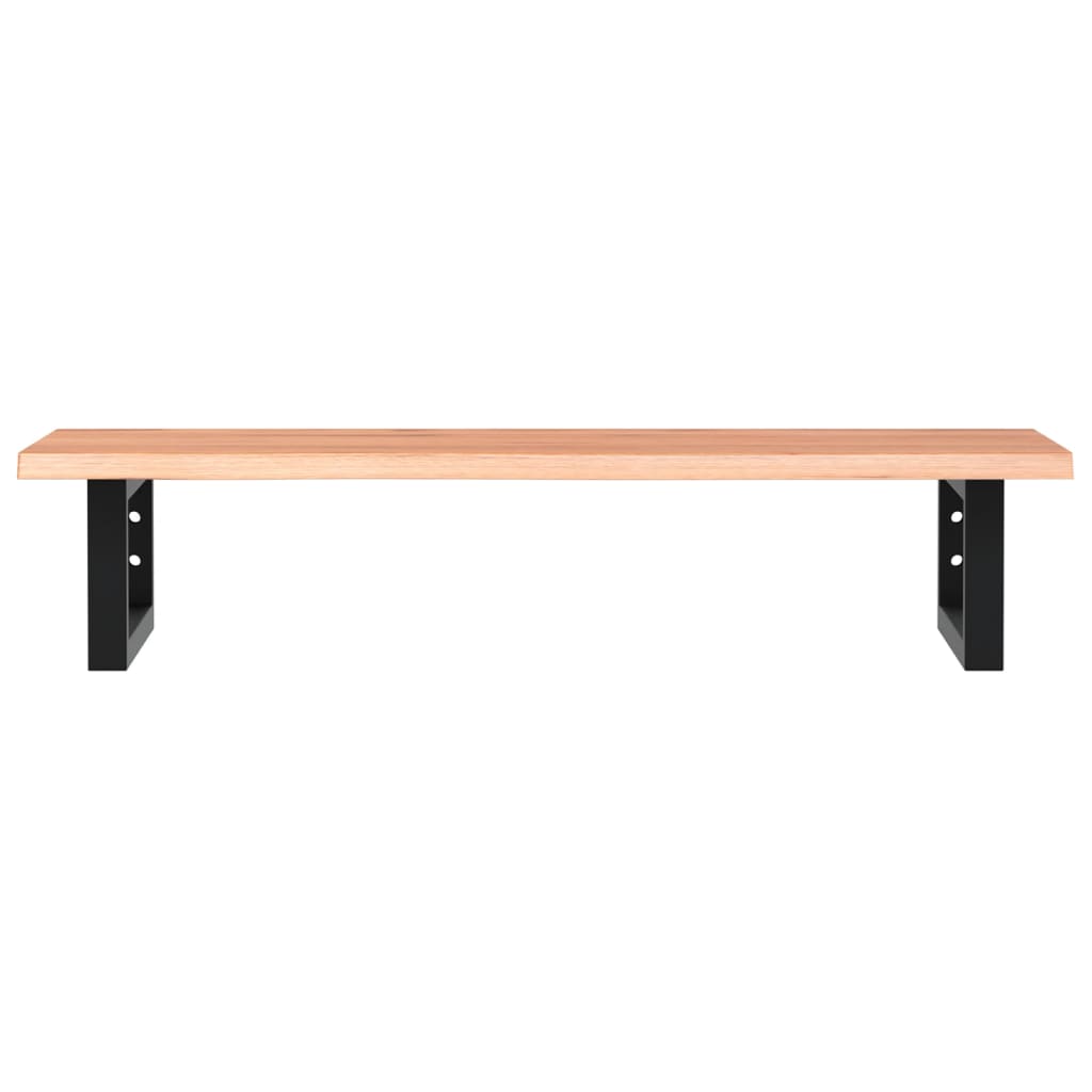 Badeværelseshylde Stål Og Massivt Egetræ Lysebrun Og Sort